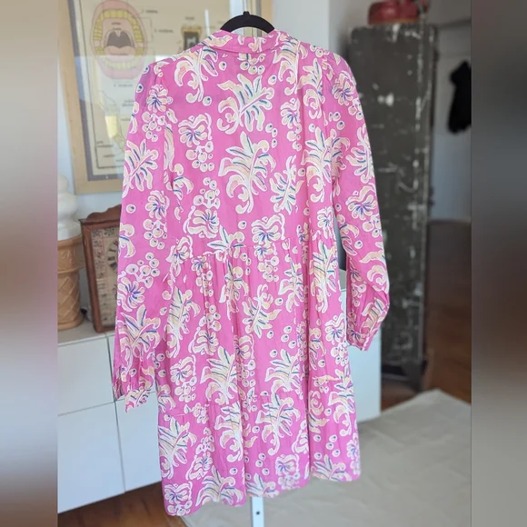 Tuckernuck Ro's Pink Floral Elvira Short Mini Dress XL - Picture 9 of 13